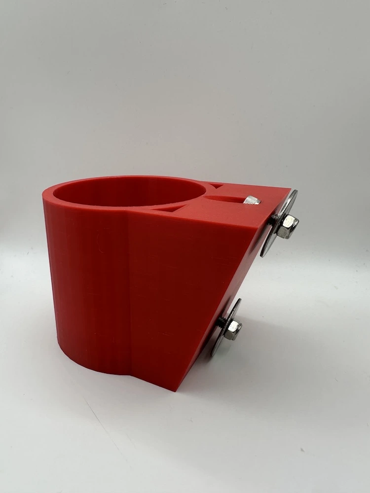 Side view of red quad bike drink holder with stainless steel bolts – built for rough terrain in Australia